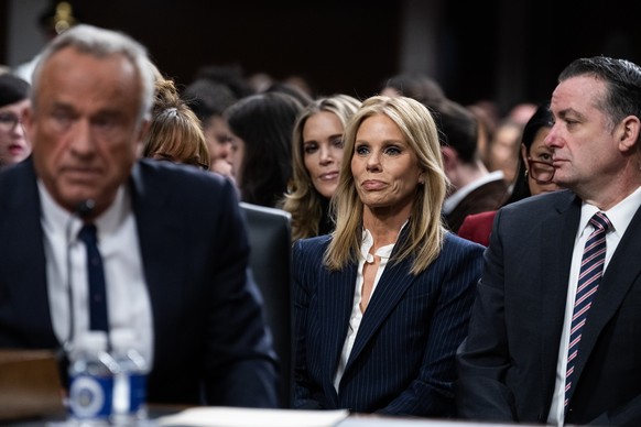 UNITED STATES - JANUARY 29: Robert F. Kennedy Jr., President Donald Trump&#039;s nominee to be secretary of Health and Human Services, and his wife Cheryl Hines, front row, are seen as he testified du ...
