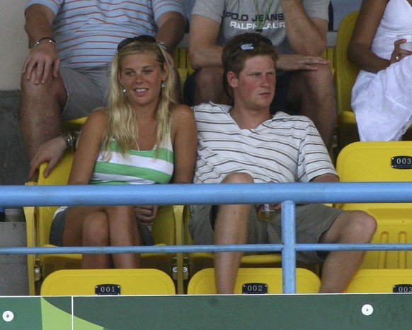 ST JOHN&#039;S, ANTIGUA AND BARBUDA - APRIL 08: IL 08: IL 08: IL 08: Prince Harry watches and his girlfriend Chelsy Davy the cricket during the ICC Cricket World Cup 2007 Super Eight match between Eng ...