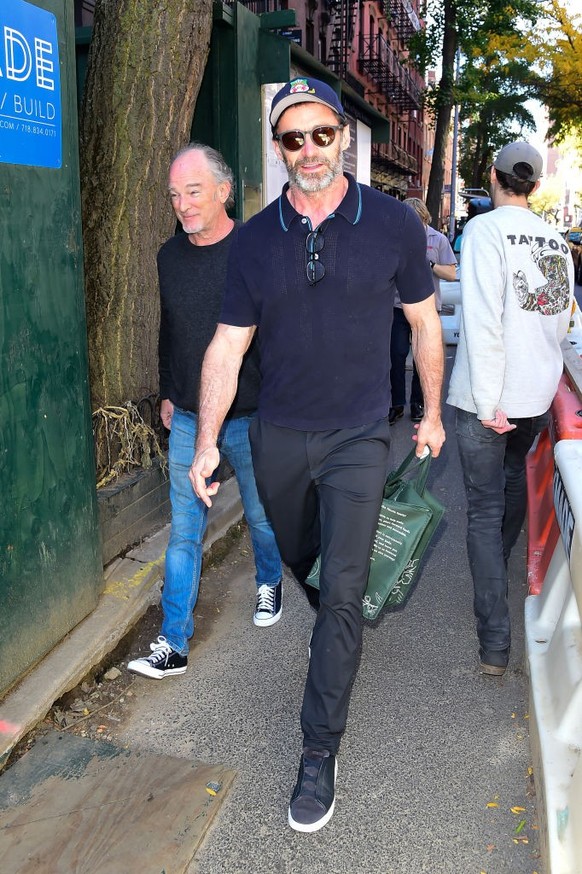 NEW YORK, NEW YORK - OCTOBER 26: Hugh Jackman is seen on October 26, 2023 in New York City. (Photo by Raymond Hall/GC Images)