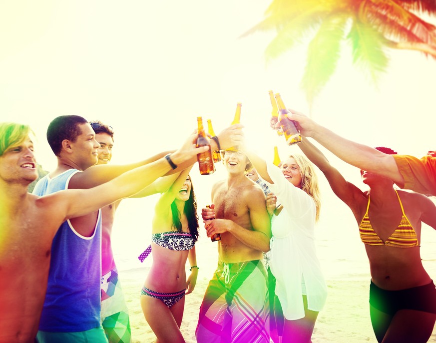 SpringBreak, fête, été, plage, maillot de bain, bière