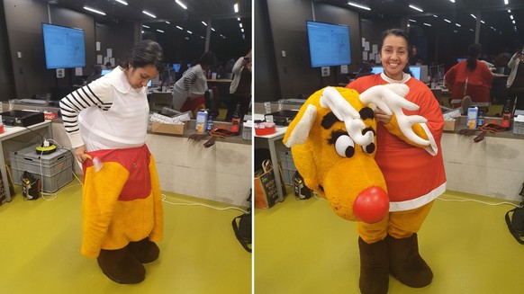 cynthia ruefli déguisée en Rodolphe le renne