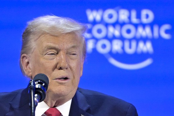 US President Donald Trump speaks during his special address at the 56th annual meeting of the World Economic Forum, WEF, in Davos, Switzerland, Wednesday, January 21, 2026. The meeting under the topic ...