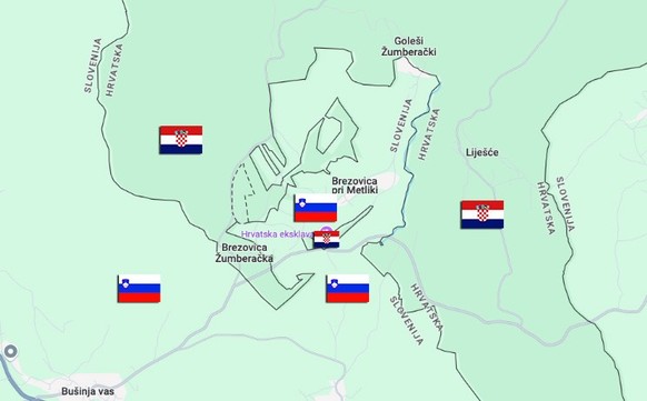 Kürzeste Grenze der Welt Kroatien Slowenien Brezovica Zumberacka