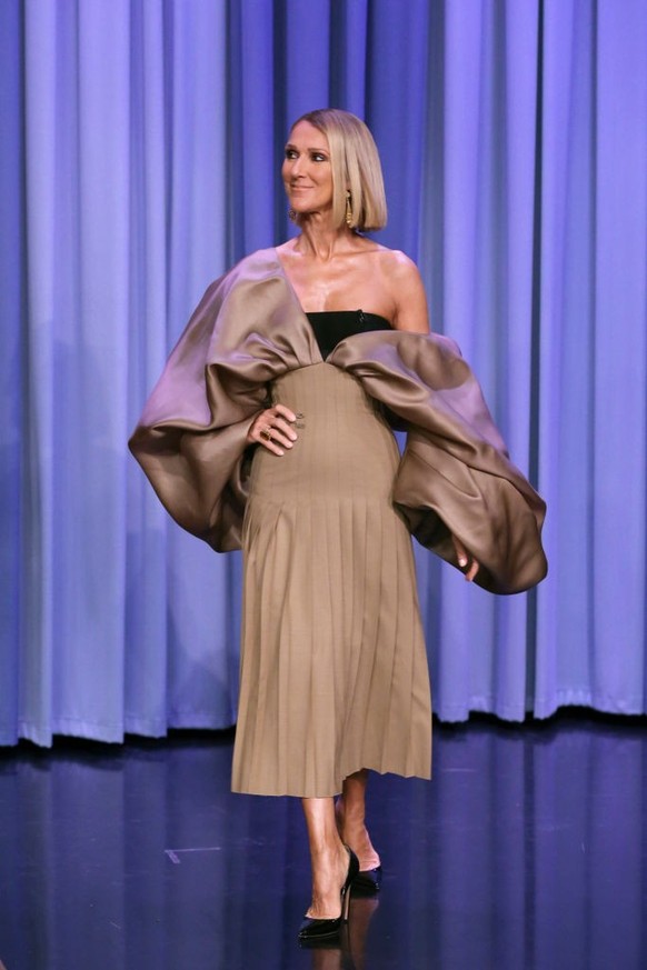 THE TONIGHT SHOW STARRING JIMMY FALLON -- Episode 1157 -- Pictured: Singer Celine Dion arrives to the show on November 15, 2019 -- (Photo by: Andrew Lipovsky/NBC/NBCU Photo Bank via Getty Images)