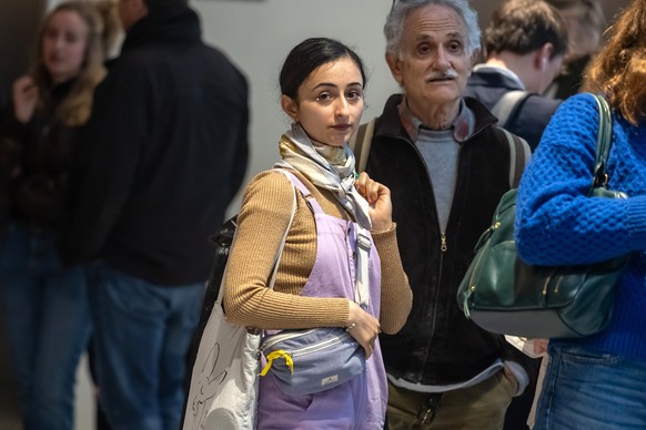 epa11985389 French actor Charlotte Arnould (C) looks on at the Paris courthouse on the day of Gerard Depardieu's trial in Paris, France, 24 March 2025. French actor Depardieu stands trial over ch ...
