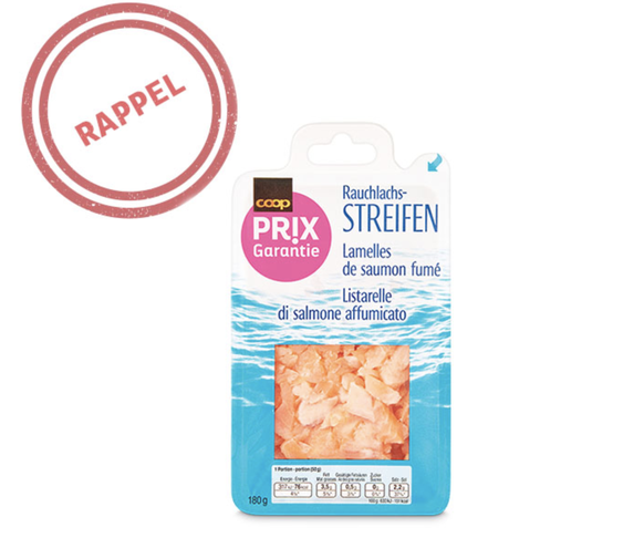 Coop procède au rappel du produit «Prix Garantie: lamelles de saumon fumé, 180 grammes» suite à la détection de Listeria monocytogenes