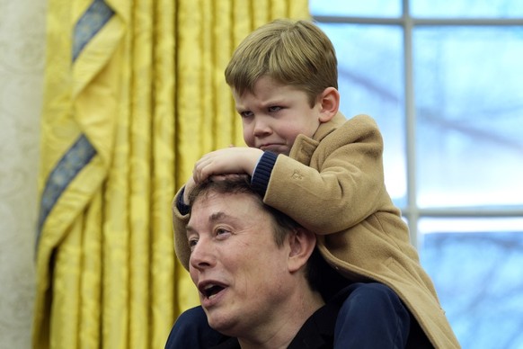 Elon Musk, joined by his son X � A-Xii, speaks during an event with President Donald Trump in the Oval Office at the White House, Tuesday, Feb. 11, 2025, in Washington. (Photo/Alex Brandon)