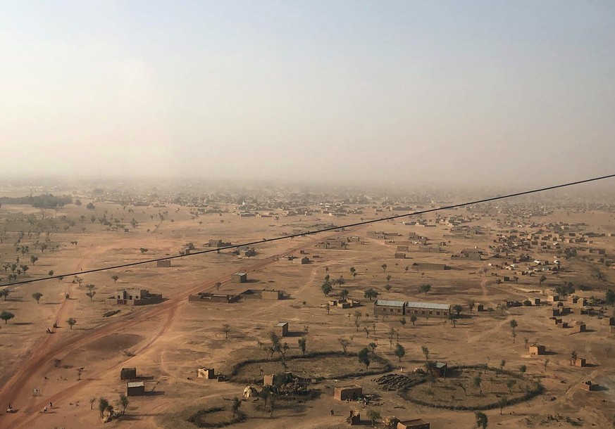 Aerial view of Djibo town, Burkina Faso, Feb. 18, 2021, the epicenter of Burkina Faso&#039;s conflict. While Burkina Faso&#039;s government never confirmed negotiating with Islamic extremists, others  ...