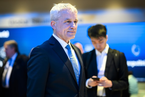 epa11081965 Beat Jans, Switzerland&#039;s Defence Minister and Federal Councillor, looks on during the 54th annual meeting of the World Economic Forum (WEF) in Davos, Switzerland, 16 January 2024. The ...