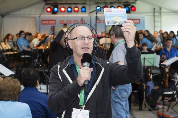 Jean-Marc Richard, émission de radio le "Kiosque à Musique" à l'occasion de la Fête Fédérale de Musique, Parc Vernex, Montreux, le 11 juin 2016.