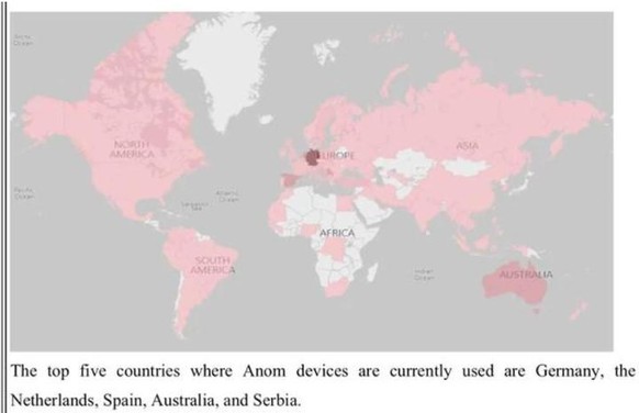 Selon le FBI, la crypto-messagerie Anom était principalement utilisée par des criminels en Australie, en Allemagne, en Espagne, en Serbie et aux Pays-Bas.