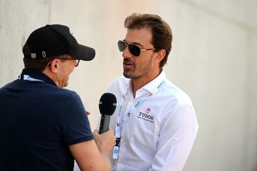 TAFERS, SWITZERLAND - JUNE 13: Fabian Cancellara of Switzerland Ex Pro-Cyclist attends to the media press prior to the 86th Tour de Suisse 2023, Stage 3 a 143.8km stage from Tafers to Villars-sur-Ollo ...