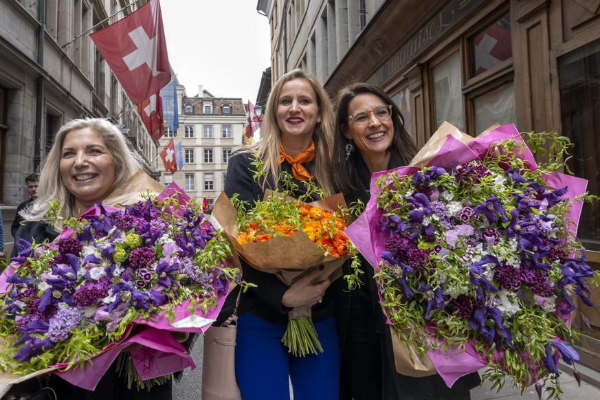 Nathalie Fontanet, Delphine Bachmann et Anne Hiltpold siègeront au Conseil d&#039;Etat genevois, mais ne recevront pas le même salaire.