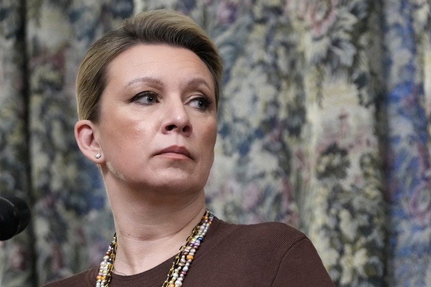 epa12791495 Russia's Foreign Ministry Spokeswoman Maria Zakharova attends a joint news conference of Brunei's Second Minister of Foreign Affairs Erywan Yusof and Russian Foreign Minister Ser ...
