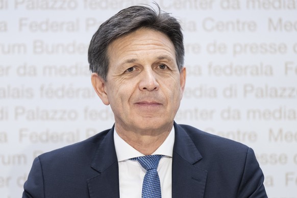 Christian Dussey, Direktor des Nachrichtendienstes des Bundes NDB, stellt den Jahresbericht vor, am Dienstag, 22. Oktober 2024, in Bern. (KEYSTONE/Peter Schneider)
