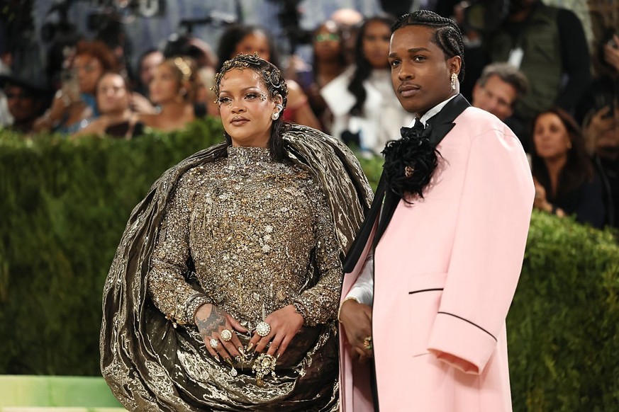NEW YORK, NEW YORK - MAY 04: (L-R) Rihanna and A$AP Rocky attend the 2026 Met Gala celebrating "Costume Art" at the Metropolitan Museum of Art on May 04, 2026 in New York City. (Photo by Joh ...