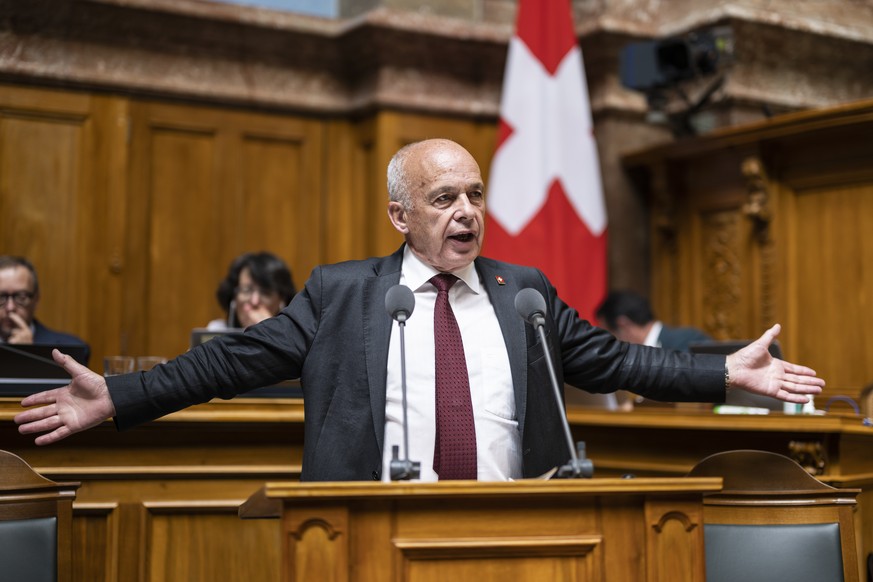 Bundesrat Ueli Maurer spricht zur Grossen Kammer, an der Sommersession der Eidgenoessischen Raete, am Montag, 30. Mai 2022 im Nationalrat in Bern. (KEYSTONE/Alessandro della Valle)