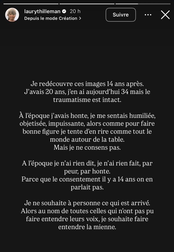 Capture d&#039;écran du post de Laury Thilleman