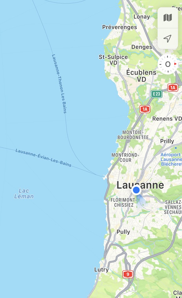 L'application «Plans» d'Apple a renommé le lac Léman en lac de Genève.