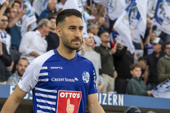 Samuele Campo von Luzern beim Super League Meisterschaftsspiel zwischen dem FC Luzern und den BSC Young Boys vom Donnerstag, 19. Mai 2022 in Luzern. (KEYSTONE/Urs Flueeler)