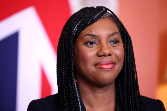 epa11218264 British Business Secretary Kemi Badenoch during a meeting with Governor of Texas Greg Abbott at 10 Downing Street in London, Britain, 13 March 2024. The UK has signed a new trade pact with ...