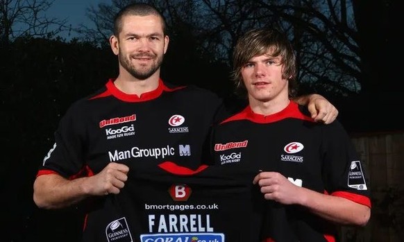 Andy Farrell (à gauche) et son fils Owen, ensemble à Saracens.