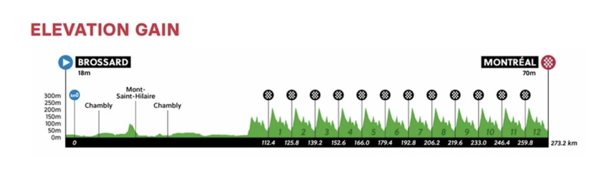 Le profil de la course en ligne élite hommes.