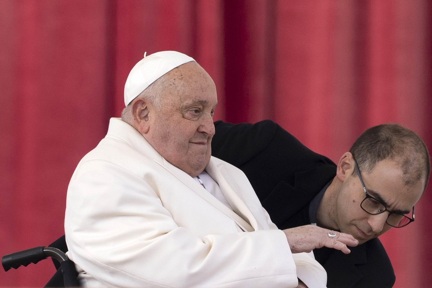 epa11884318 Pope Francis holds a mass for the Jubilee of the Armed Forces at Saint Peters&#039; square in the Vatican City, 09 February 2025. EPA/MASSIMO PERCOSSI