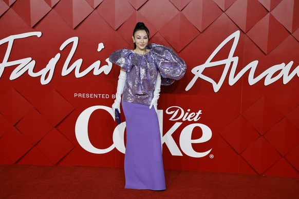 epa10350291 Chinese-US fashion influencer Jessica Wang arrives for the Fashion Awards 2022 at the Royal Albert Hall in London, Britain, 05 December 2022. The gala event raises money to nurture future  ...
