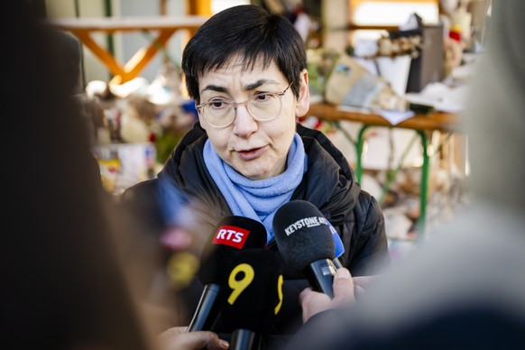 Diana Forte, Deputy Head of Mission at the Italian Embassy in Switzerland speaks to the medias after she paid tribute to the victims with a moment of silence after laying a wreath of the deadly fire a ...