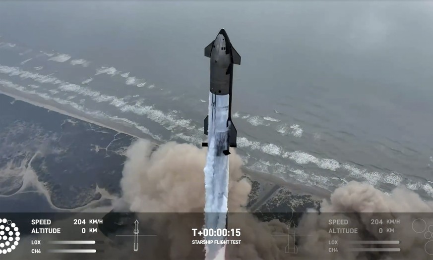SpaceX&#039;s mega rocket Starship launches for a test flight from Starbase in Boca Chica, Texas, Thursday, June 6, 2024. (SpaceX via AP)