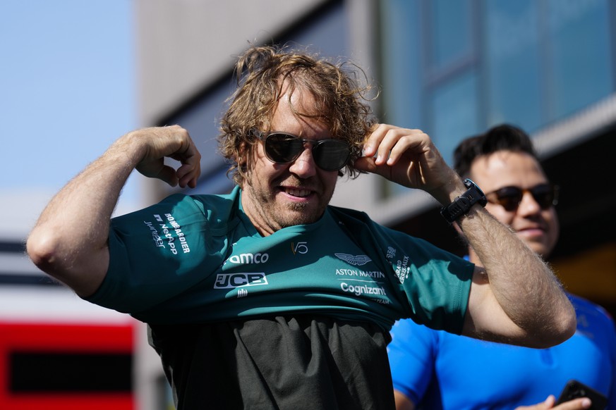 epa09960352 German Formula One driver Sebastian Vettel (Aston Martin) arrives at Circuit Barcelona-Catalunya in Montmelo, Barcelona, Spain, 20 May 2022. The 2022 Formula One Grand Prix of Spain will b ...