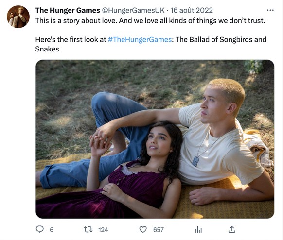 copie d&#039;écran Twitter Hunger Games