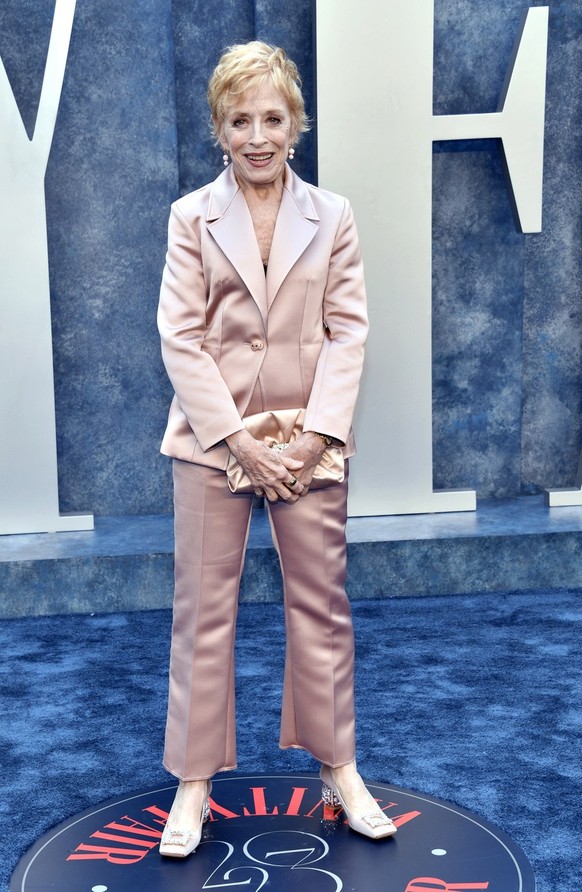 Holland Taylor arrives at the Vanity Fair Oscar Party on Sunday, March 12, 2023, at the Wallis Annenberg Center for the Performing Arts in Beverly Hills, Calif. (Photo by Evan Agostini/Invision/AP)