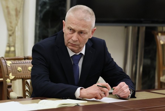 epa10889204 Chairman of the League for Protecting Interests of Veterans of Local Wars and Military Conflicts, Andrei Troshev attends a meeting with Russian President at the Kremlin in Moscow, Russia,  ...