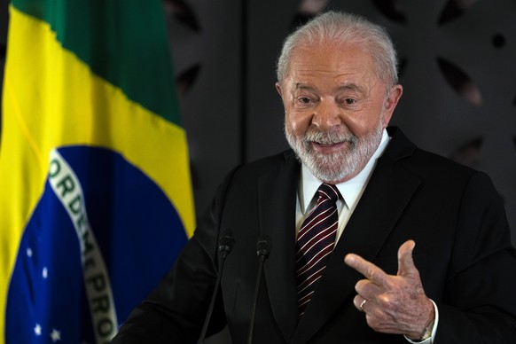 Brazilian President Luiz Inacio Lula da Silva speaks during a news conference after attending the Group of Seven nations&#039; summit in Hiroshima, western Japan, Monday, May 22, 2023. (AP Photo/Louis ...