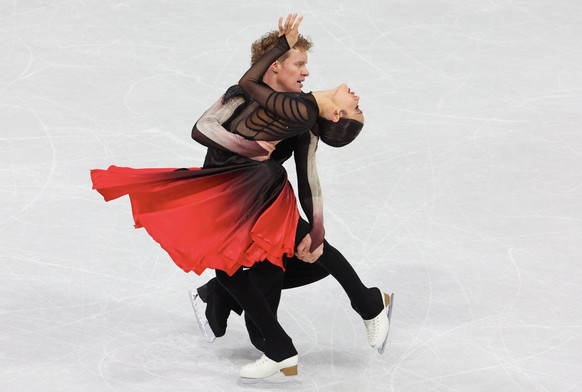 MILAN, ITALY - FEBRUARY 11: Madison Chock and partner Evan Bates of United States perform during the Ice Dance Free Dance on day five of the Milano Cortina 2026 Winter Olympic games at Milano Ice Skat ...