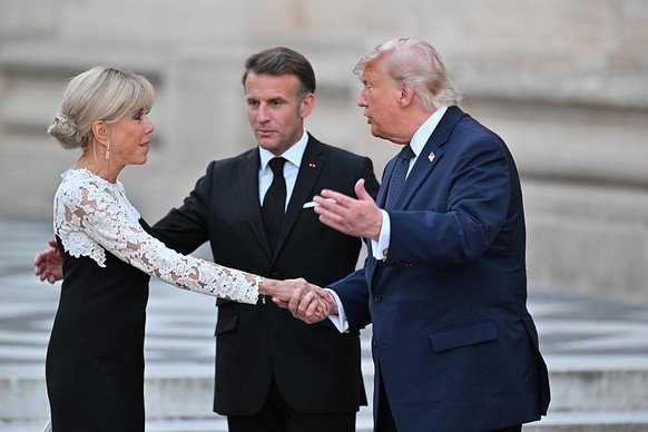 VERSAILLES, FRANCE - JUNE 17: US President Donald Trump and French President Emmanuel Macron attend a dinner at the Palace of Versailles, officially marking the 250th anniversary of US independence an ...