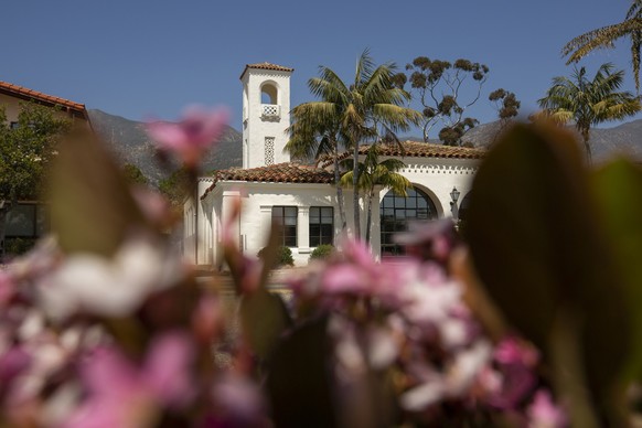 View of Cabrillo Boulevard from Montecito in Santa Barbara with ocean