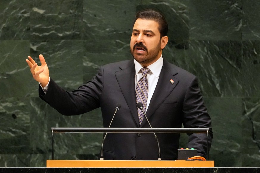 Iraq's Prime Minister Ali al-Zaidi speaks during the 81st session of the United Nations General Assembly at United Nations headquarters, Friday, Sept. 25, 2026. (AP Photo/Seth Wenig)
Ali al-Zaidi