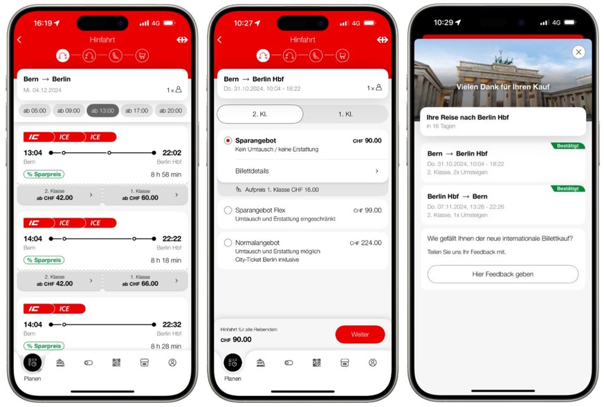 Screenshot: SBB Preview. Die SBB-Mobile-App soll eine neue Inspirationsfunktion erhalten. (Dez. 2024)