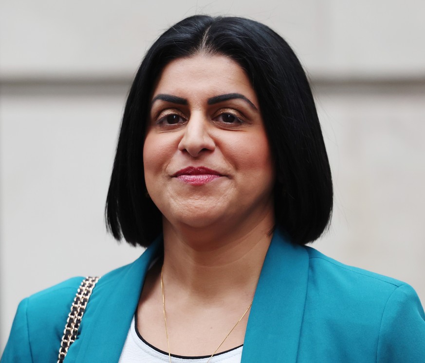epa12528894 British Home Secretary Shabana Mahmood departs the BBC in London, Britain, 16 November 2025. Mahmood is expected to announce changes to Britain&#039;s asylum system in a statement to Parli ...