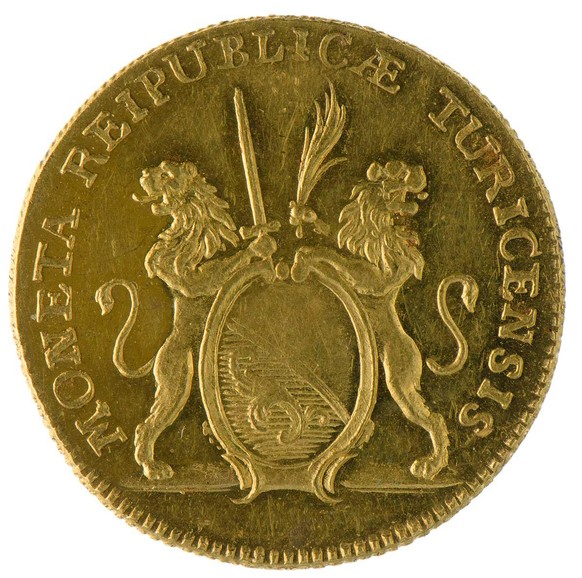 Deux ducats frappés par la ville de Zurich, 1776.