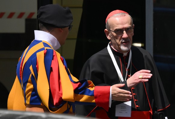 epa12069099 Italian Cardinal and Latin Patriarch of Jerusalem Pierbattista Pizzaballa leaves after the meeting of the General Congregation of Cardinals, in Vatican City, 02 May 2025. The cardinals con ...