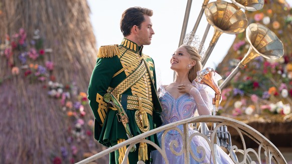 This image released by Universal Pictures shows Jonathan Bailey, left, and Ariana Grande in a scene from "Wicked for Good.." (Universal Pictures via AP)
Film Review - Wicked For Good
