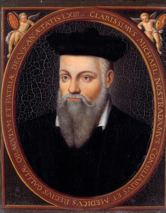 Portrait of Michel de Nostre-Dame, called Nostradamus, astrologer (1503-1566). Anonymous painting after Cesar Nostradamus (1553-1629), Versailles, chateaux de Versailles et de Trianon (Photo by Leemag ...