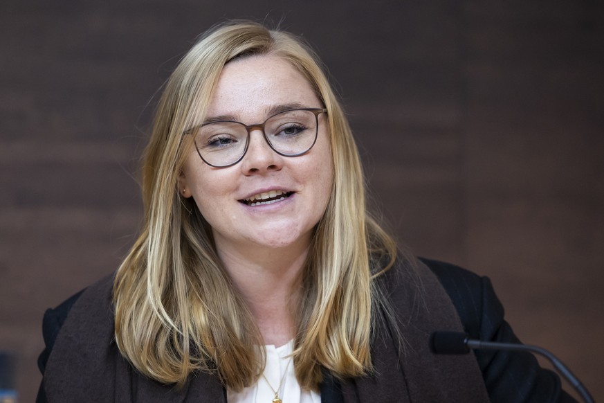 La conseillere d'Etat vaudoise Valerie Dittli parle lors de la conference de presse de presentation du projet de budget 2026 de l'Etat de Vaud ce mercredi, 24 septembre 2025 a Lausanne. (KEY ...