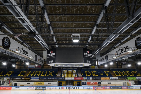 Une vue de la Patinoire des Melezes lors d&#039;une conference de presse des autorites communales de La Chaux-de-Fonds sur le projet de renovation de la Patinoire des Melezes le mercredi 6 mars 2024 a ...
