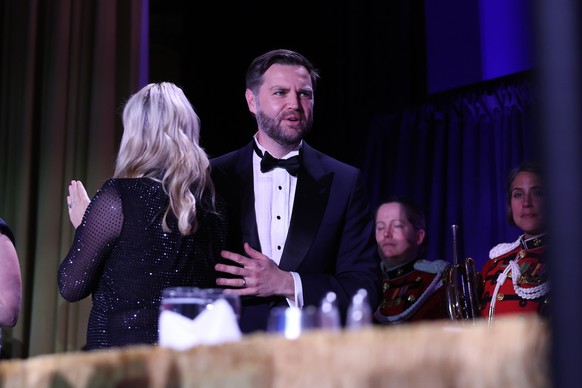 Vice President JD Vance attends the annual White House Correspondents' Association Dinner, Saturday, April 25, 2026, in Washington. (AP Photo/Tom Brenner)
Trump White House Correspondents Dinner