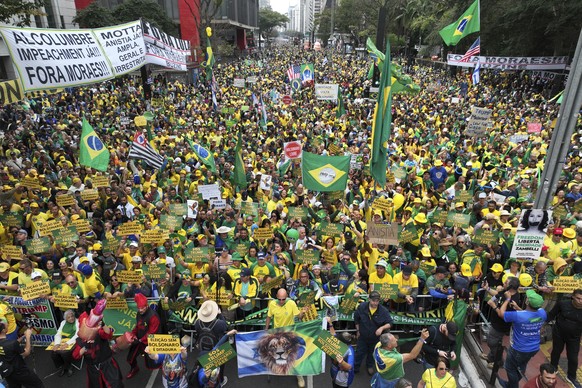 Supporters of Brazil&#039;s former President Jair Bolsonaro protest against his Supreme Court trial for allegedly leading a coup plot to keep him in office after his 2022 election defeat in Sao Paulo, ...